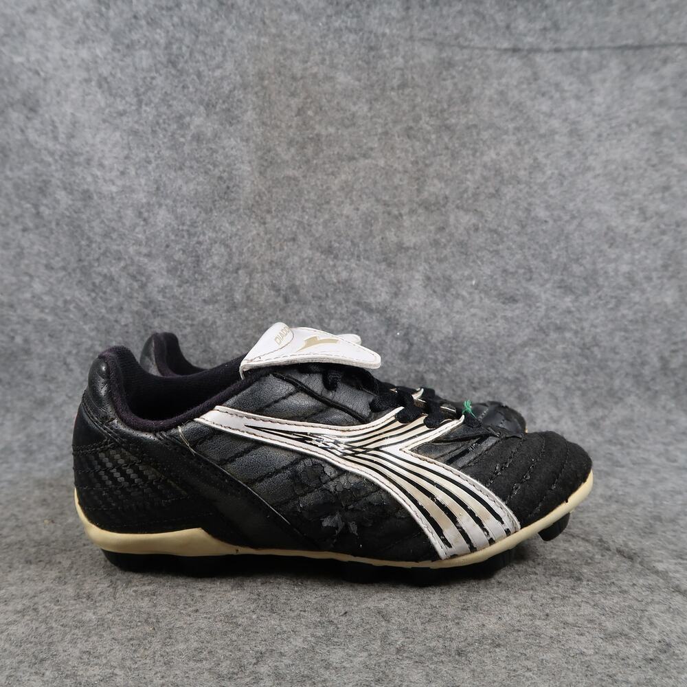 Diadora Shoes Kids 1 Soccer Cleats Athletic Youth Sport Lace Up Black White